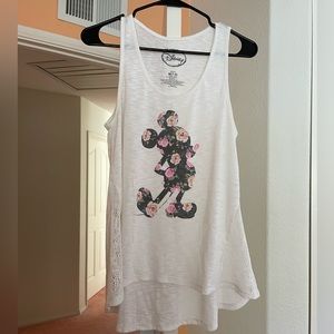 Disney Mickey Flowers Sleeveless Top Tank Top Lace